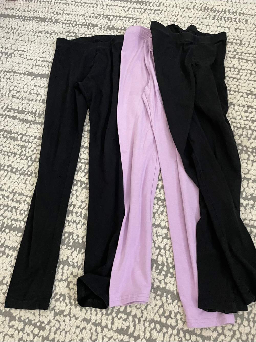 Old Navy Black & Lavender Girls' Stretch Leggings Pack 3